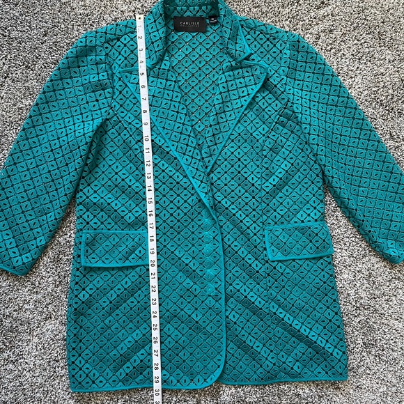 Carlisle Collection Diamond Print Turquoise Jacket, Women's Size 10 - Picture 9 of 11